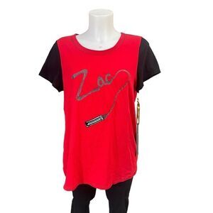 Zac Posen for Target red lipstick logo graphic t-Shirt stretch‎ cotton Sz L NEW